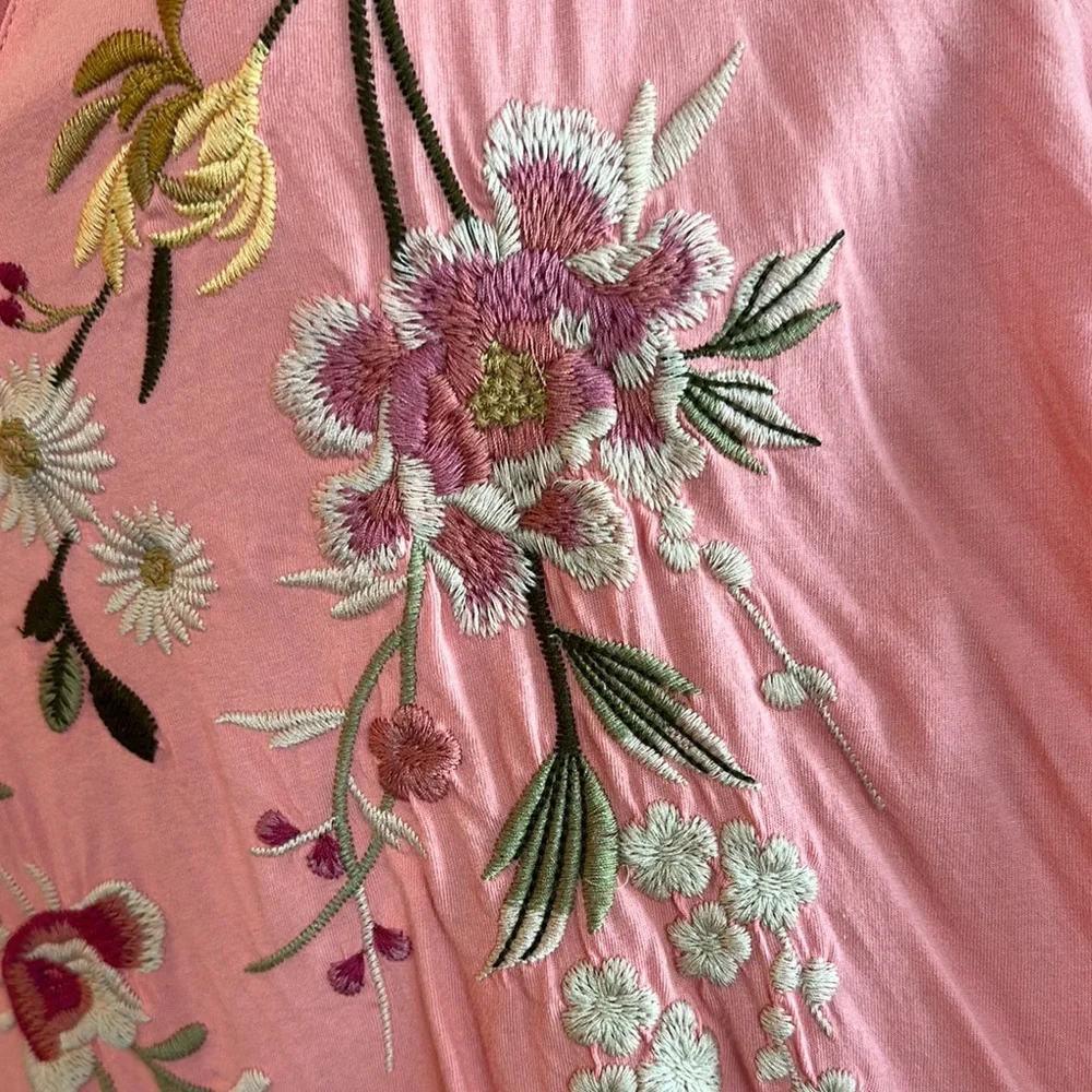 Johnny Was peachy Pink Embroidered Tee - Picture 5 of 11